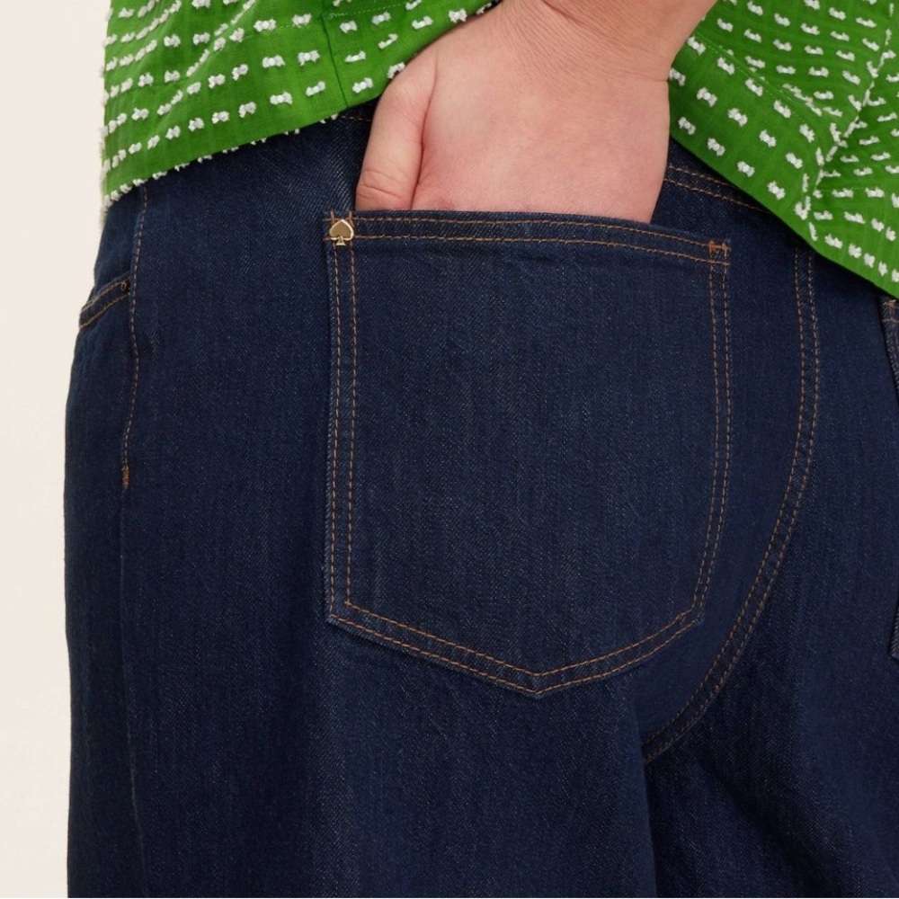 Plus size Kate Spade Stylish High Rise straigth leg wide  cuff dark blue size 14 - Picture 4 of 12